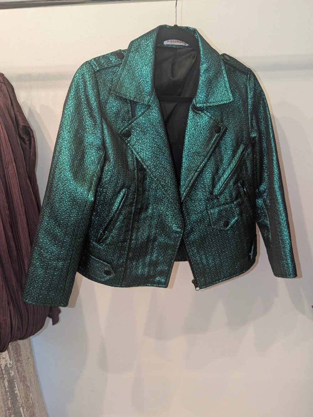 Mossman Green Metallic Moto Jacket (Size Small)